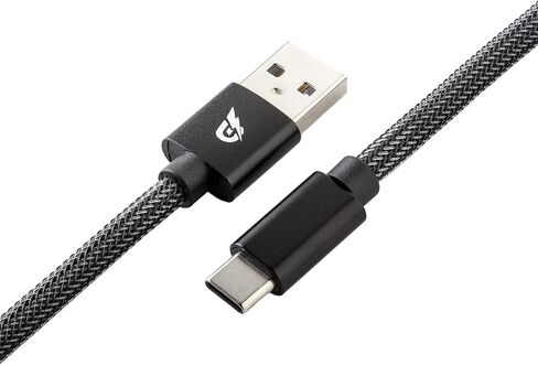 GUNMJO Pro Custom Coiled USB C Cable for Gaming Keyboard, Double-Sleeved Mechanical Keyboard Cable with Detachable Aluminum Aviator, 1.5M USB-C to USB-A, Carbon Black Color in Saudi Arabia