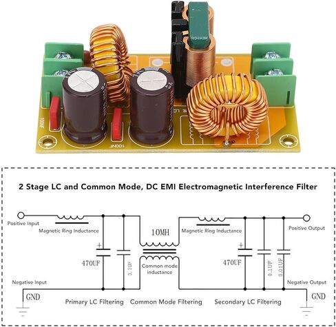 10A EMI Filter Module 3 Stage EMI Electromagnetic Interference Filter Power Supply Filtering Board DC LC Filter 50V in Saudi Arabia