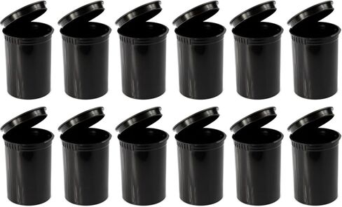 Empty Pill Bottles 30 Dram Smell Proof Child Resistant Airtight Pop Top Containers, Plastic Vials for Medicine, Herbs and Suppliments - 12 Pack (Black Opaque) in Saudi Arabia