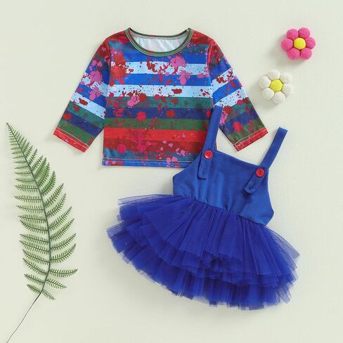 Baby Girl Halloween Outfit Stripe T-shirt Top Tulle Mini Skirt | Baby Halloween Clothes,Toddler Halloween Outfit,Skirt Sets For Girl,Birthday,Party,Photograph,Holiday Events,Christian in Saudi Arabia