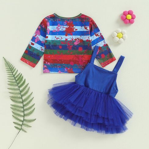 Baby Girl Halloween Outfit Stripe T-shirt Top Tulle Mini Skirt | Baby Halloween Clothes,Toddler Halloween Outfit,Skirt Sets For Girl,Birthday,Party,Photograph,Holiday Events,Christian in Saudi Arabia