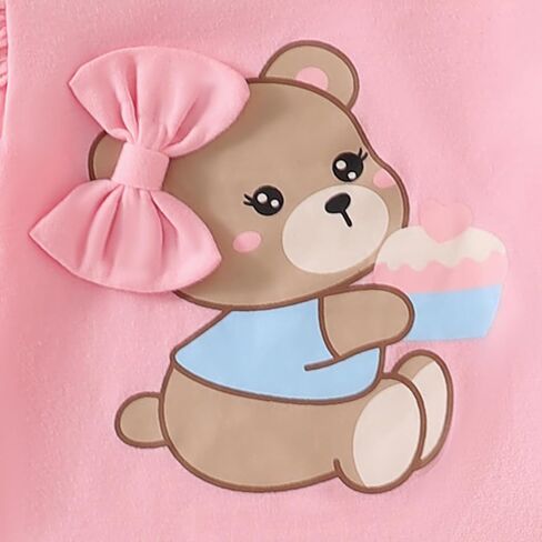 Newborn Infant Baby Girl Outfits Ruffle Bear Long Sleeve Romper Bodysuit Tops Pants Set Cute Fall Winter Clothes in Saudi Arabia