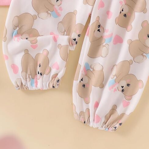 Newborn Infant Baby Girl Outfits Ruffle Bear Long Sleeve Romper Bodysuit Tops Pants Set Cute Fall Winter Clothes in Saudi Arabia