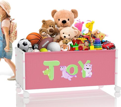 Toy Box Storage, 180L Extra Large Toy Chest with 360° Wheels, Oxford Cloth Metal Toy Box for Boys, Girls, Stuffed Animals, Clothes, Bedroom, Living Room (Pink) in Saudi Arabia
