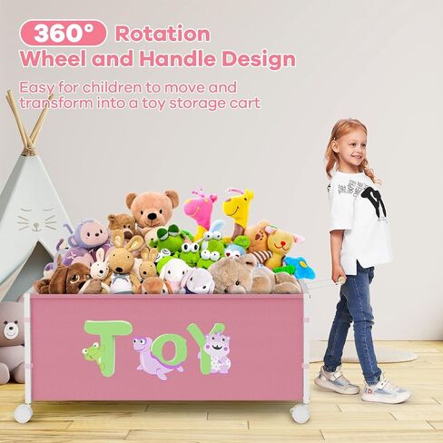 Toy Box Storage, 180L Extra Large Toy Chest with 360° Wheels, Oxford Cloth Metal Toy Box for Boys, Girls, Stuffed Animals, Clothes, Bedroom, Living Room (Pink) in Saudi Arabia