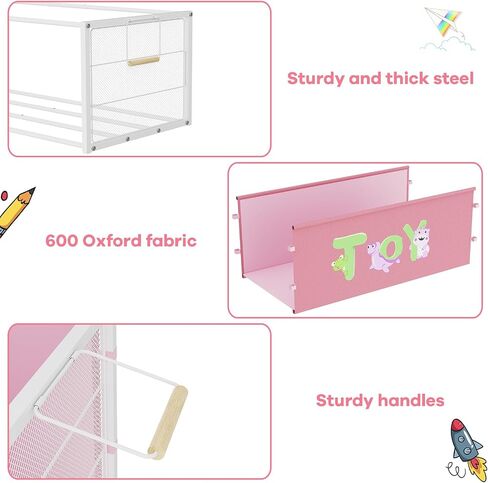 Toy Box Storage, 180L Extra Large Toy Chest with 360° Wheels, Oxford Cloth Metal Toy Box for Boys, Girls, Stuffed Animals, Clothes, Bedroom, Living Room (Pink) in Saudi Arabia