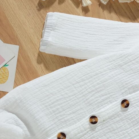 VISGOGO Baby Boy Polo Romper Long Sleeve Solid Bodysuit Cotton Linen Jumpsuit Collared Onesie Infant One-Piece Outfit in Kuwait