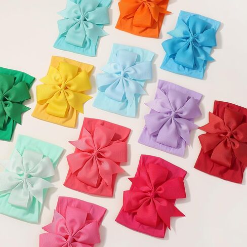 yoyokid 20pcs Baby Girls Bows Headbands, 4.5" Nylon Hairbands Ribbon Hair Bow Elastic Hair Accessories for Newborns Infants Toddlers and Kids (Light Color) in Saudi Arabia