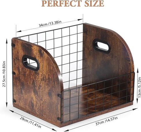 Vensp Vinyl Record Storage, Wood & Metal Vinyl Record Holder, LP Vinyl Record Box Case Crate, Desktop Vinyl Record Organizer, Easy to Assemble, Record Storage for Album File with Handle in Saudi Arabia
