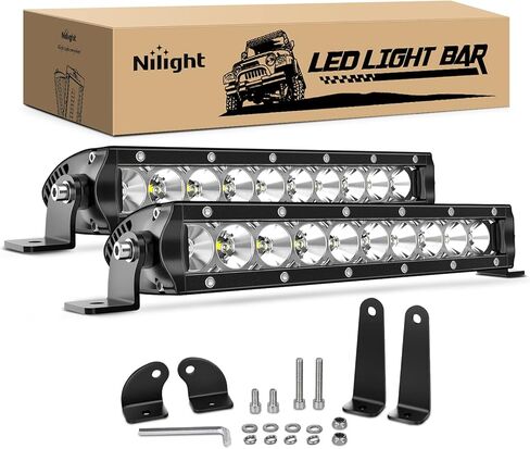 شريط إضاءة LED نحيف من Nilight قطعتين 11 بوصة 26LED صف واحد بقعة فيضان كومبو الضباب ضوء القيادة ضوء العمل ضوء السقف الوفير مصباح الطرق الوعرة الخفيفة لشاحنات 4x4 SUV ATV UTV، ضمان لمدة عامين in Kuwait
