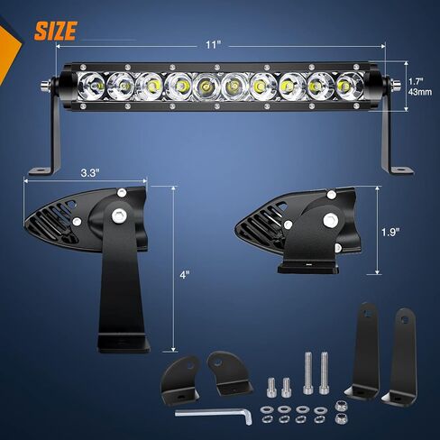 شريط إضاءة LED نحيف من Nilight قطعتين 11 بوصة 26LED صف واحد بقعة فيضان كومبو الضباب ضوء القيادة ضوء العمل ضوء السقف الوفير مصباح الطرق الوعرة الخفيفة لشاحنات 4x4 SUV ATV UTV، ضمان لمدة عامين in Kuwait