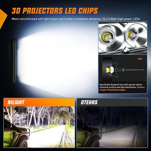 شريط إضاءة LED نحيف من Nilight قطعتين 11 بوصة 26LED صف واحد بقعة فيضان كومبو الضباب ضوء القيادة ضوء العمل ضوء السقف الوفير مصباح الطرق الوعرة الخفيفة لشاحنات 4x4 SUV ATV UTV، ضمان لمدة عامين in Kuwait