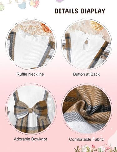 Toddler Girl Dress Plaid Ruffle Long Sleeve Bowknot Little Girl Dresses Fall Winter Outfits 3-7 Years in Kuwait
