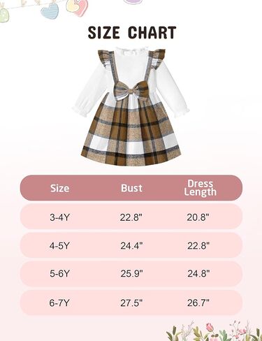 Toddler Girl Dress Plaid Ruffle Long Sleeve Bowknot Little Girl Dresses Fall Winter Outfits 3-7 Years in Kuwait