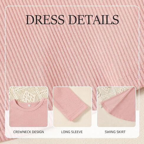 Toddler Dress Long Sleeve Baby Girl Knitted Sweater Dress Tie Waist Kids Fall Winter Swing Dresses Casual Holiday in Saudi Arabia