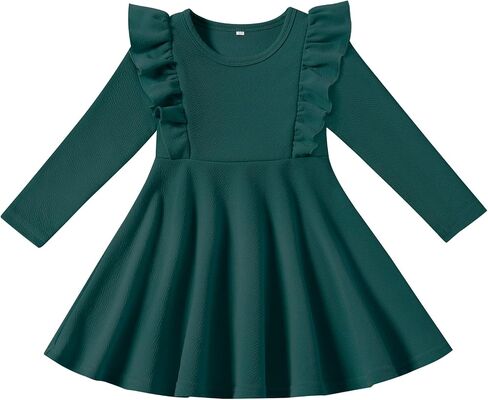 Toddler Dress Long Sleeve Baby Little Girls Dresses Ruffle Fall Winter Dresses for Girls Casual Party Birthday Dress in Saudi Arabia