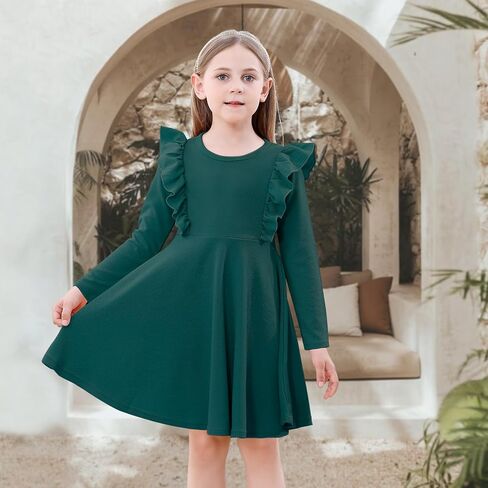Toddler Dress Long Sleeve Baby Little Girls Dresses Ruffle Fall Winter Dresses for Girls Casual Party Birthday Dress in Saudi Arabia
