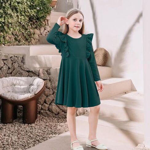Toddler Dress Long Sleeve Baby Little Girls Dresses Ruffle Fall Winter Dresses for Girls Casual Party Birthday Dress in Saudi Arabia