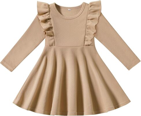 Toddler Dress Long Sleeve Baby Little Girls Dresses Ruffle Fall Winter Dresses for Girls Casual Party Birthday Dress in Kuwait