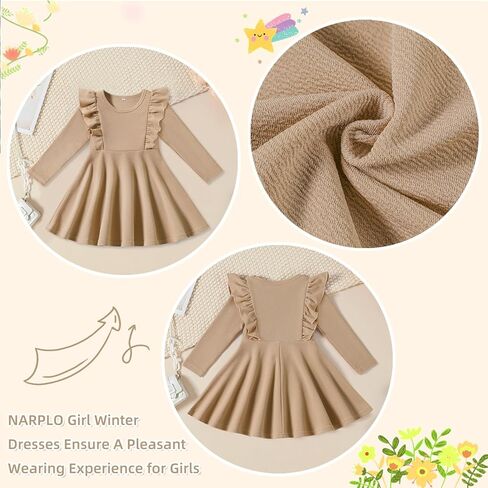 Toddler Dress Long Sleeve Baby Little Girls Dresses Ruffle Fall Winter Dresses for Girls Casual Party Birthday Dress in Kuwait