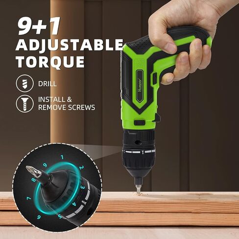 Huepar مفك براغي لاسلكي 4V 1.5Ah Max 6Nm طقم مفك كهربائي قابل لإعادة الشحن مع 4 ملحقات بديلة - 2 ضوء LED، إعداد عزم دوران 9+1 ومجموعة 35 بت، كابل USB للمنزل DIY CS04 in Kuwait