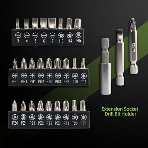 Huepar مفك براغي لاسلكي 4V 1.5Ah Max 6Nm طقم مفك كهربائي قابل لإعادة الشحن مع 4 ملحقات بديلة - 2 ضوء LED، إعداد عزم دوران 9+1 ومجموعة 35 بت، كابل USB للمنزل DIY CS04 in Kuwait