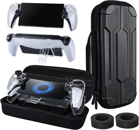 Accessories Bundle Compatible with PS Portal, Hard Carrying Case with Clear Protective Skin with Stand Compatible with PS5 Portal(Black) in Kuwait