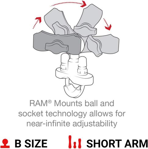 مثبتات ذاكرة الوصول العشوائي (RAM) بمشبك للعمود الفقري مع قاعدة مقود على شكل حرف U RAM-B-149Z-A-GA76U مع ذراع قصير للدراجات النارية، ATV/UTV، الدراجة in Kuwait