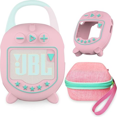 Hard Case and Silicone Cover for JBL Clip 5 Ultra Portable Bluetooth Speaker Accessories, Soft Silicone Case for JBL Clip 5 Speaker Stand Up Holder (Hard Case and Silicone Case) (Pink) in Saudi Arabia