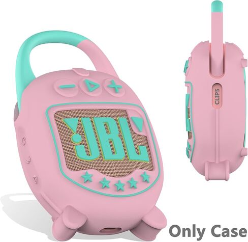 Hard Case and Silicone Cover for JBL Clip 5 Ultra Portable Bluetooth Speaker Accessories, Soft Silicone Case for JBL Clip 5 Speaker Stand Up Holder (Hard Case and Silicone Case) (Pink) in Saudi Arabia