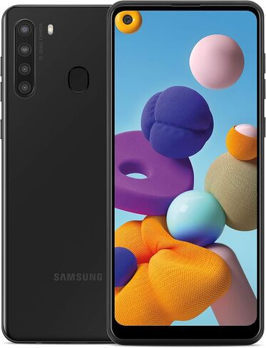 هاتف Samsung Galaxy A21 GSM غير مقفل يعمل بنظام Android، الإصدار الأمريكي من الهاتف الذكي، سعة تخزين 32 جيجابايت، بطارية طويلة الأمد، شاشة لا متناهية 6.5 بوصة، كاميرا رباعية، أسود (متجدد) in Kuwait