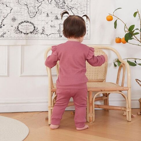 Baby Girl Fall Clothes Letter Embroidered Ruffle Long Sleeve Sweatshirt Tops Casual Pants Mamas Mini Outfit in Saudi Arabia