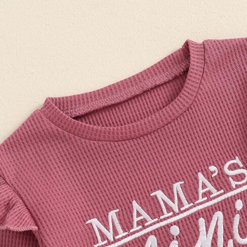 Baby Girl Fall Clothes Letter Embroidered Ruffle Long Sleeve Sweatshirt Tops Casual Pants Mamas Mini Outfit in Saudi Arabia