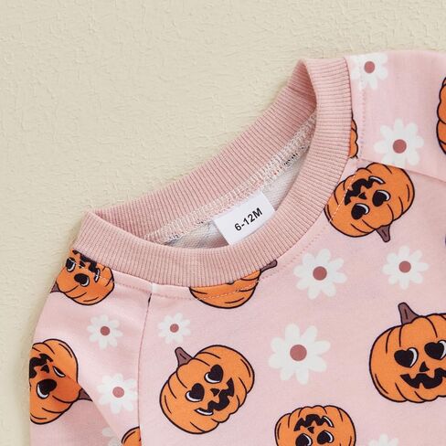 Toddler Baby Girl Halloween Outfit Long Sleeve Cute Print Sweatshirt Shirt Tops + Pants Fall Winter Clothes Set in Kuwait