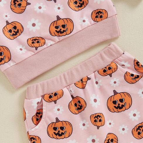 Toddler Baby Girl Halloween Outfit Long Sleeve Cute Print Sweatshirt Shirt Tops + Pants Fall Winter Clothes Set in Kuwait