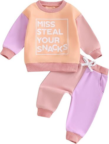 TheFound Toddler Girl Birthday Outfits Letter Print Crew Neck Long Sleeve Sweatshirts Top Long Pants 2Pcs Baby Girl Clothes in Saudi Arabia