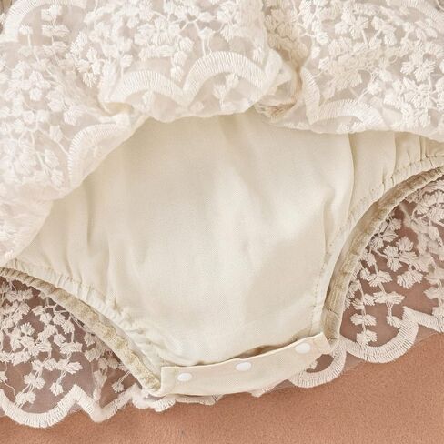 IDOPIP Newborn Baby Girls Lace Romper Dress Toddler Boho Floral Lace Long Sleeve Bodysuit Jumpsuit Baptism Birthday Outfits in Saudi Arabia