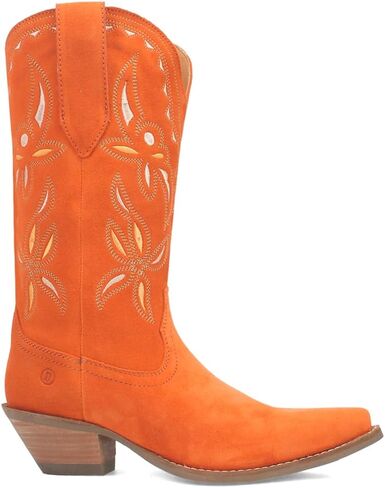 Dingo Womens Sabana Embroidered Snip Toe Casual Boots Mid Calf Mid Heel 2-3" - Orange in Saudi Arabia