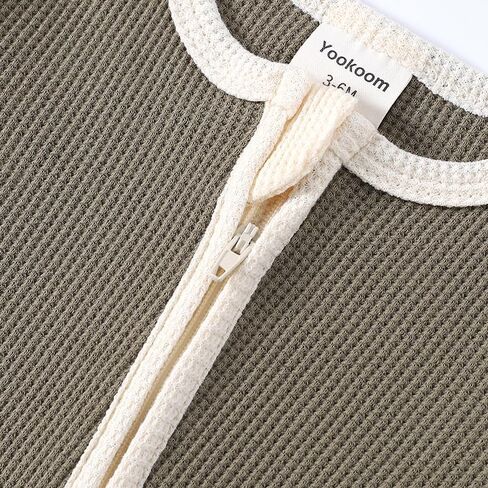 Baby 2 Pack Rompers Long Sleeve Waffle Two Way Zipper One-Piece Romper Cotton Jumpsuit Outfits in Saudi Arabia
