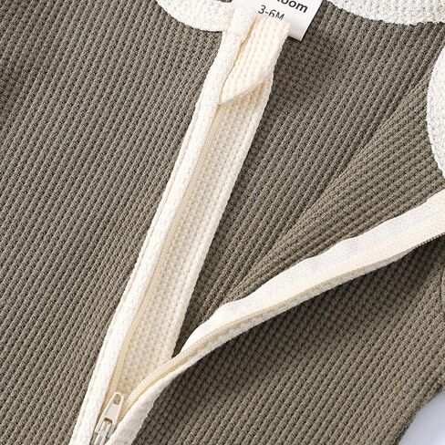 Baby 2 Pack Rompers Long Sleeve Waffle Two Way Zipper One-Piece Romper Cotton Jumpsuit Outfits in Saudi Arabia