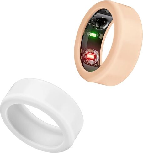 Ring Protector Compatible with Oura Ring, Silicone Scratch Elastic Protection Cover for Oura Ring Gen 3 Working Out (Orange+Clear, S (6/7/8/9/10)) in Saudi Arabia