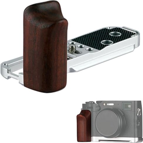 X100VI / X100V Handgrip L-Shape Grip with Quick Release Plate for Arca,Wood Side Handle,Compatible with FUJIFILM X100VI / X101V Cameras (Black Base/Red Sandalwood) in Kuwait