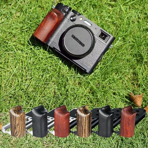 X100VI / X100V Handgrip L-Shape Grip with Quick Release Plate for Arca,Wood Side Handle,Compatible with FUJIFILM X100VI / X101V Cameras (Black Base/Red Sandalwood) in Kuwait