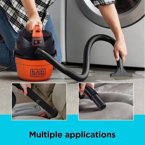 BLACK+DECKER Shop Vacuum Wet and Dry,1 Gallon 1.5 Peak HP, Small Shop Vac with Accessories, Home and Car Vacuum Cleaner(BDXV18101P-1H) in Saudi Arabia