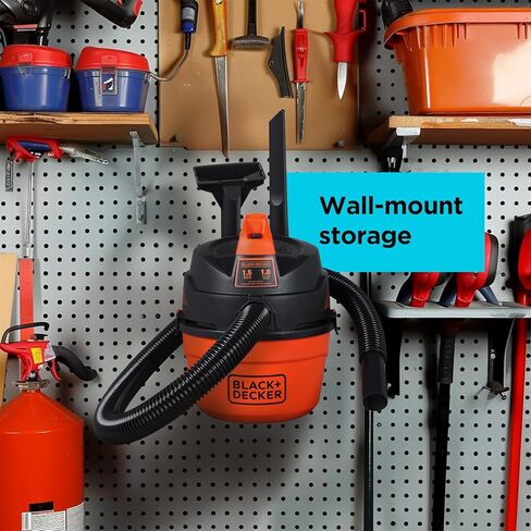 مكنسة بلاك اند ديكر شوب الكهربائية الرطبة والجافة، 1 جالون 1.5 ذروة حصان، مكنسة كهربائية صغيرة مع ملحقات، مكنسة كهربائية للمنزل والسيارة (BDXV18101P-1H) in Kuwait