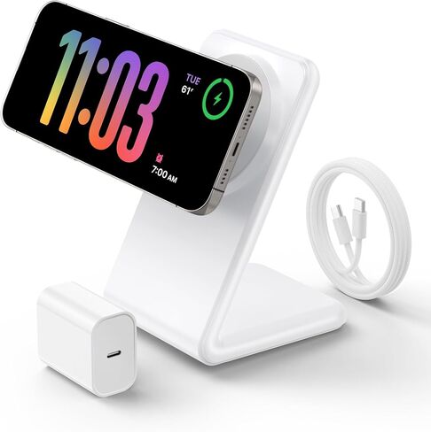 Wireless Charger for Magsafe Charger, Magnetic iPhone Charger w/ 30W Adapter & 5ft Long Braided Cable, Fast Wireless Charging Stand for iPhone 15/14/13/12 Series - Black in Saudi Arabia