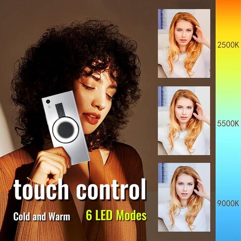 Selfie Light for iPhone - Touch Control, Magnetic, 6 Light Modess, Portable, 32 LEDs, 2500-9000K, CRI=95+ (White 1PCS) in Saudi Arabia
