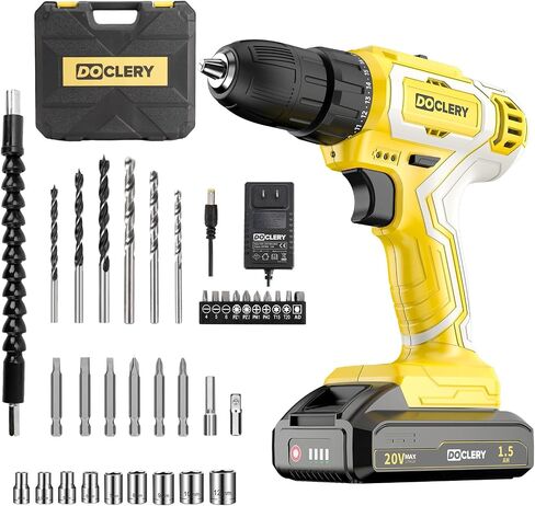 20V Brushless Cordless Drill, Electric Power Drill Set with 1 Battery & Charger, 2 Variable Speed, 442.48 In-lb Torque, 21+1 Position and 34pcs Drill/Driver Bits in Saudi Arabia