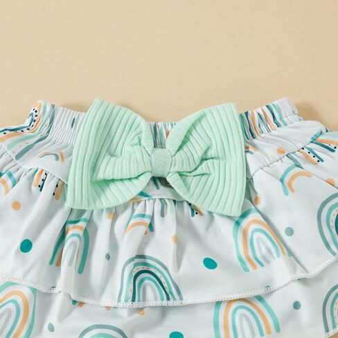 Thorn Tree Newborn Baby Girls Clothes Sleeveless Solid Romper Top & Rainbow Shorts Headband 3Pcs Summer Outfits in Saudi Arabia