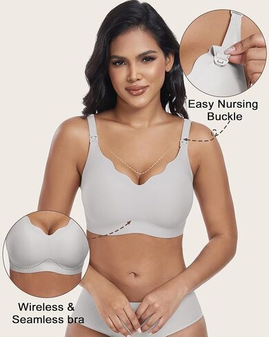 Wireless Seamless Pumping Bra Hands Free Nursing Bra Wirefree Comfort Wearable Breast Pump Bra in Kuwait
